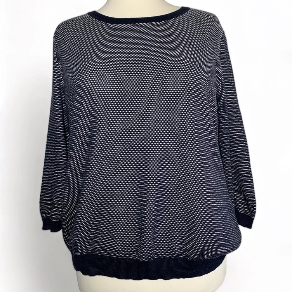 Peter Hahn Women's Knit Jumper Navy White Mix Long Sleeve Pullover Casual UK 22 - Picture 11 of 15